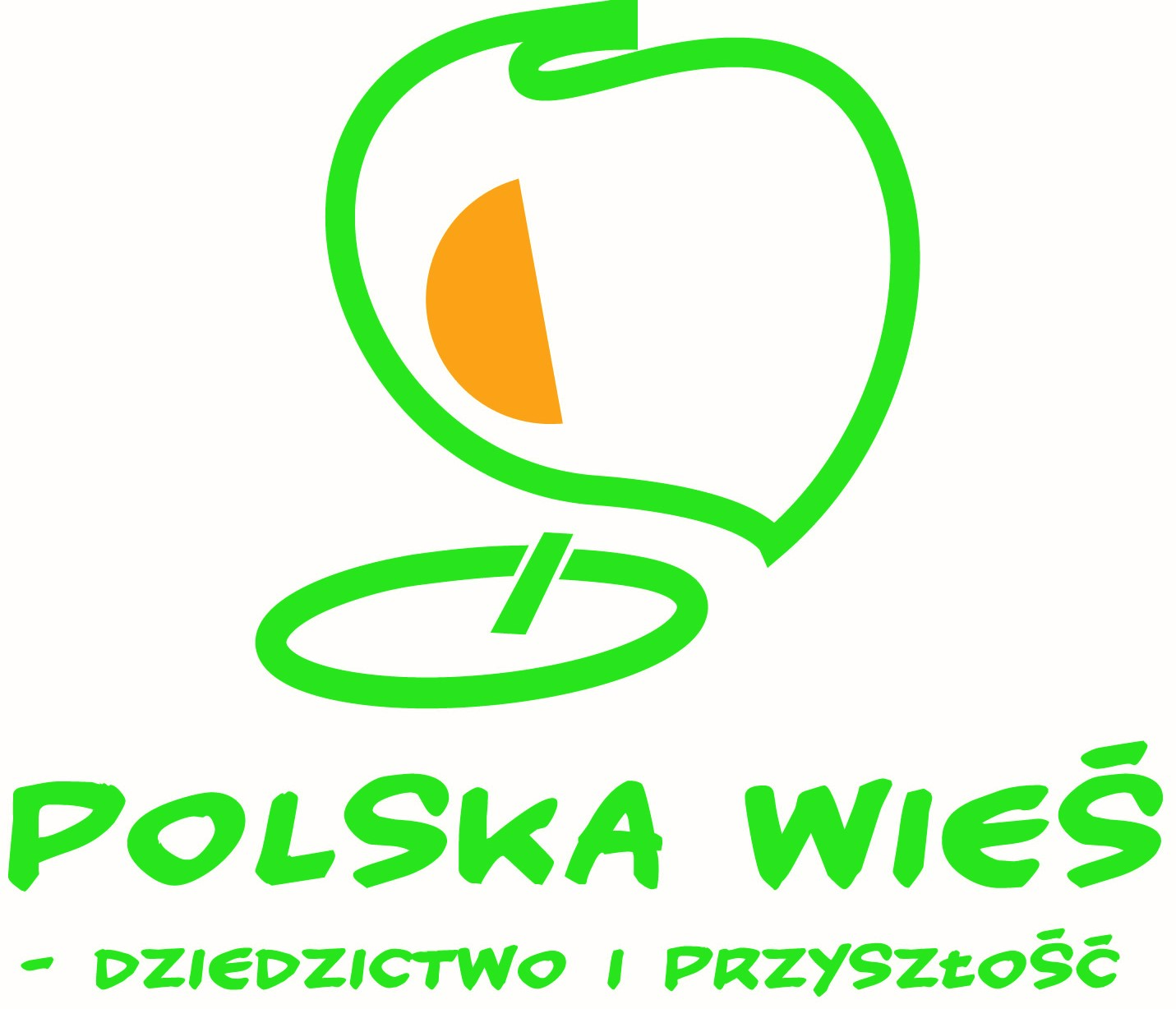 Białe logo z zielonymi napisami 